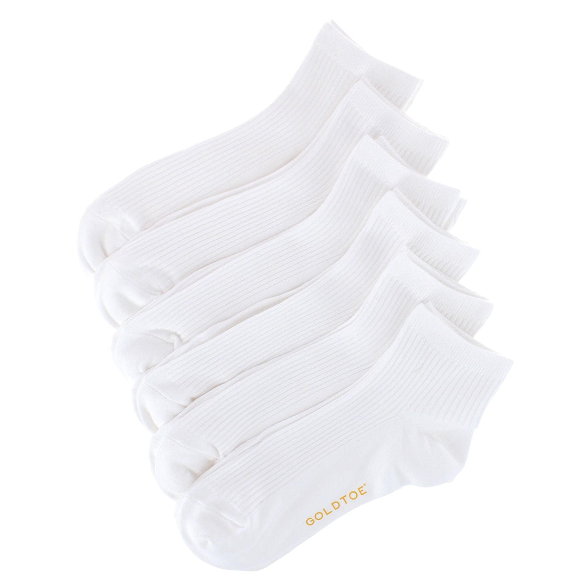Gold Toe Women's Quarter Lenght Ribbed Comfort Seams Socks (6 Pairs) - White