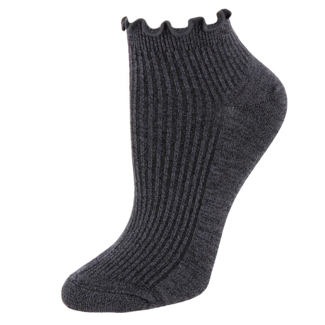 Gold Toe Women's Rib Lettuce Edge Quarter Socks (6 Pack) - Grey Mix