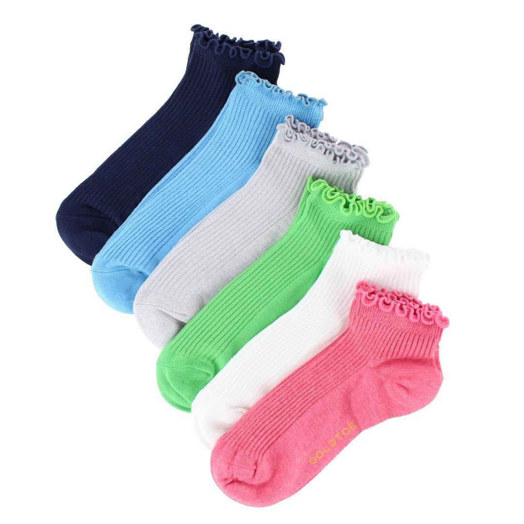 Gold Toe Women's Rib Lettuce Edge Quarter Socks (6 Pack) - Color Mix