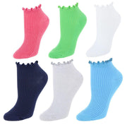 Women's Rib Lettuce Edge Quarter Socks (6 Pack)