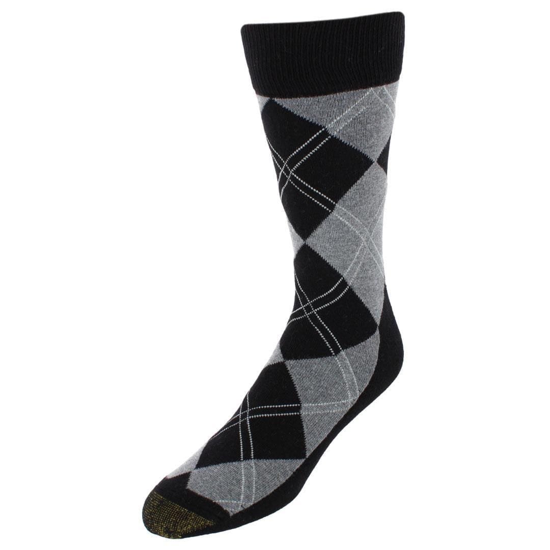 Gold Toe Men's Comfort Cushion Argyle Crew Socks (3 Pairs) - Black Combo