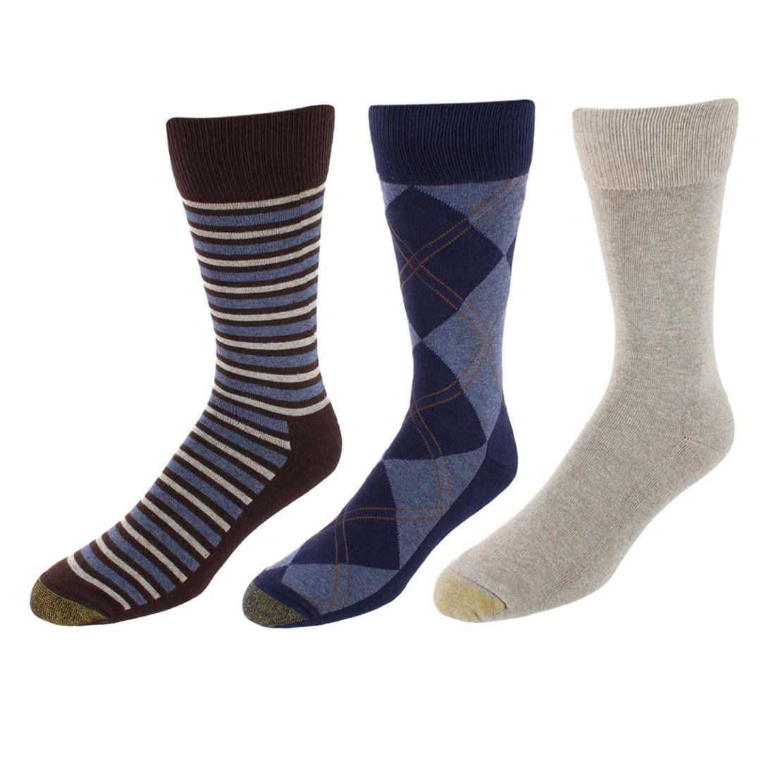 Gold Toe Men's Comfort Cushion Argyle Crew Socks (3 Pairs)