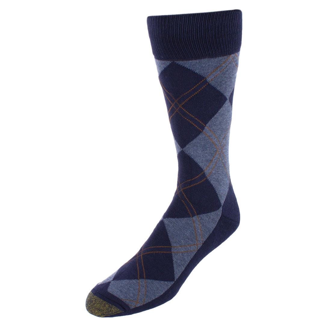 Gold Toe Men's Comfort Cushion Argyle Crew Socks (3 Pairs) - Blue Combo