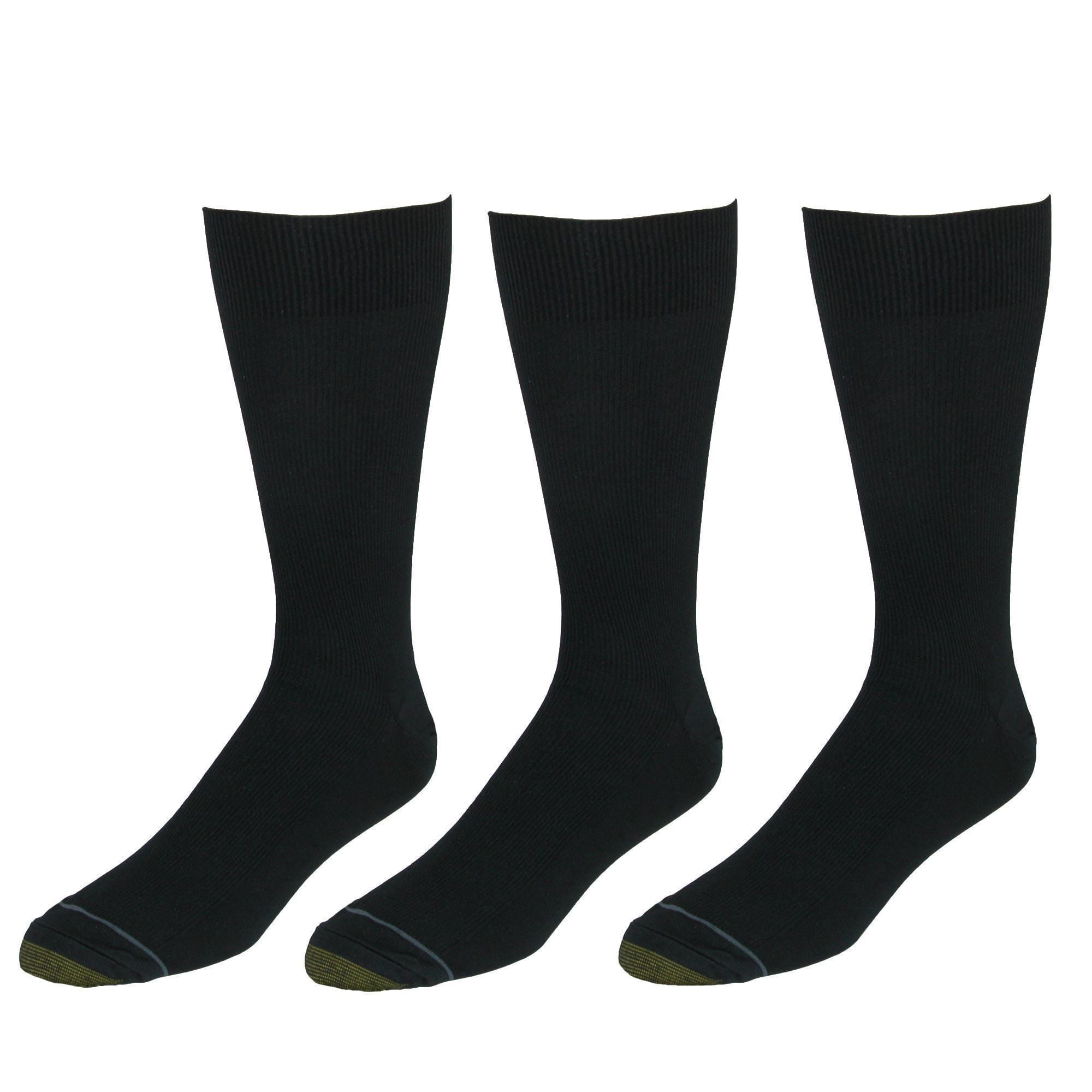 Gold Toe Men's Extended Size Metropolitan Dress Socks (3 Pair Pack) - Black