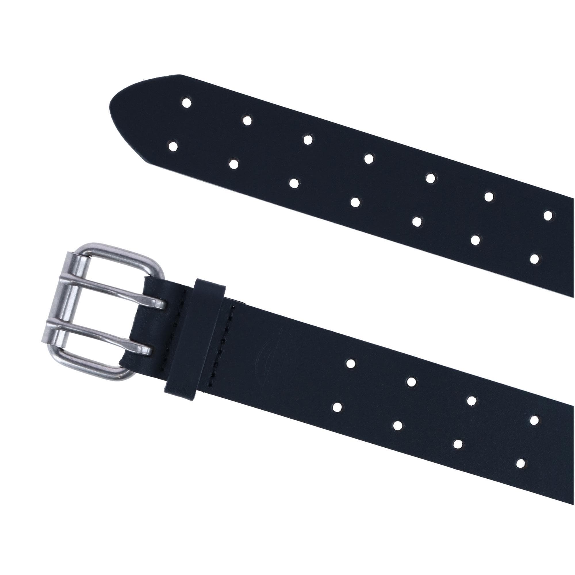 Dickies Men's Leather Two Hole Double Prong Bridle Belt - Black