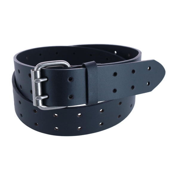 Men's Leather Two Hole Double Prong Bridle Belt