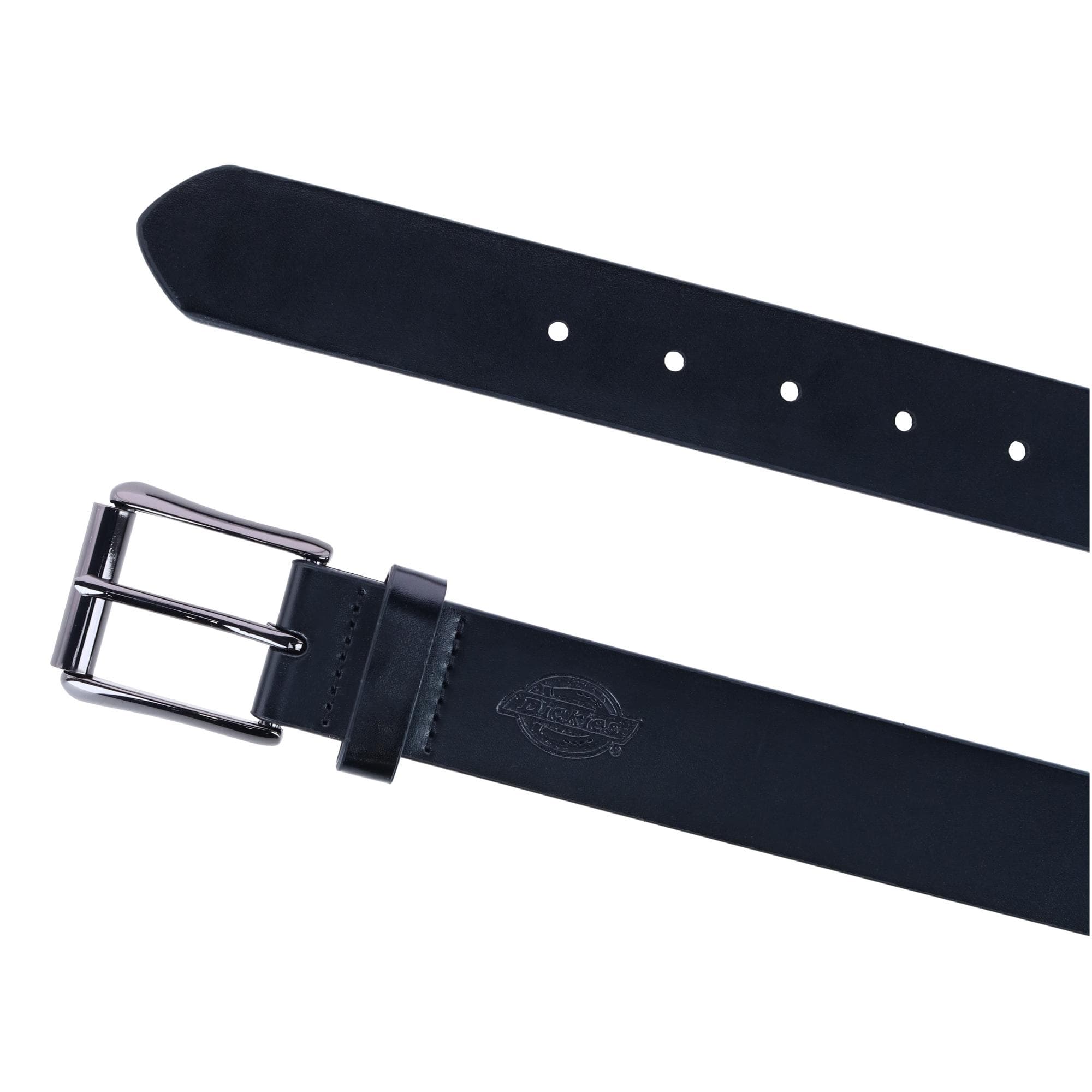 Dickies Men's Cut Edge Bridle Belt with Dark Gunmetal Roller Buckle - Black