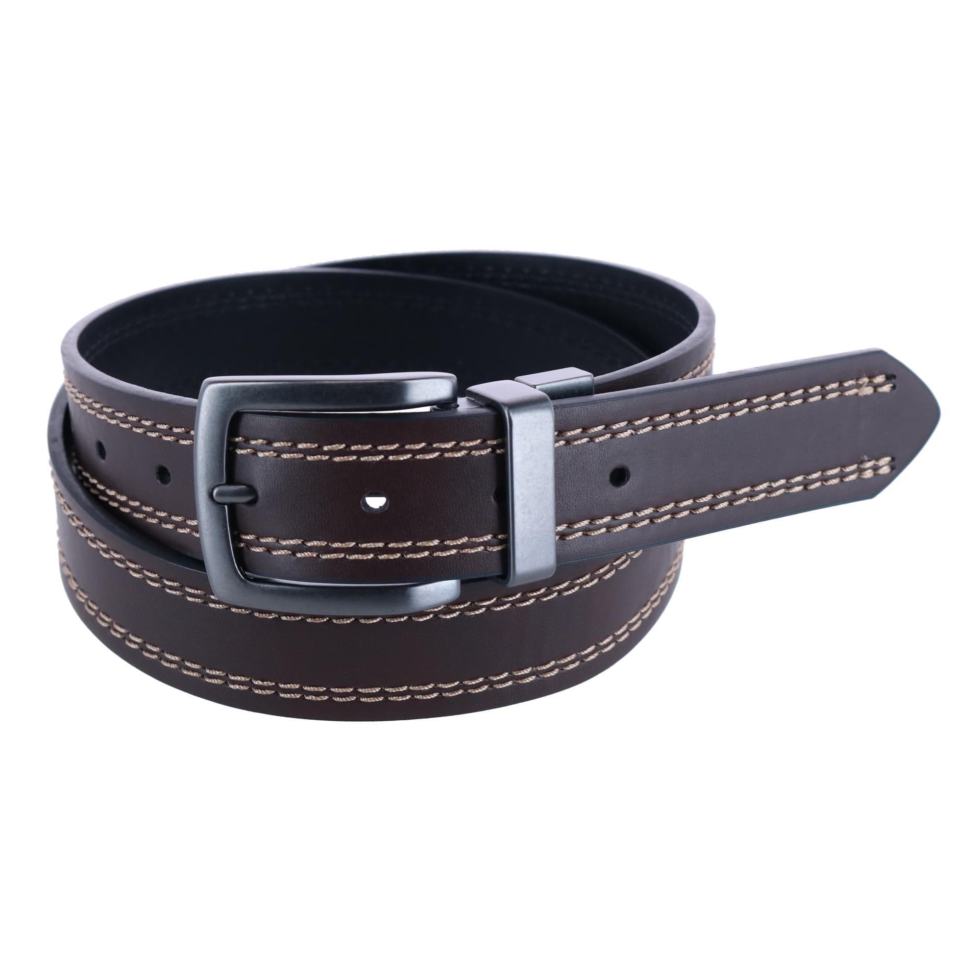 Dickies Men's Reversible Belt with Contrast Stitch - Brown to Black