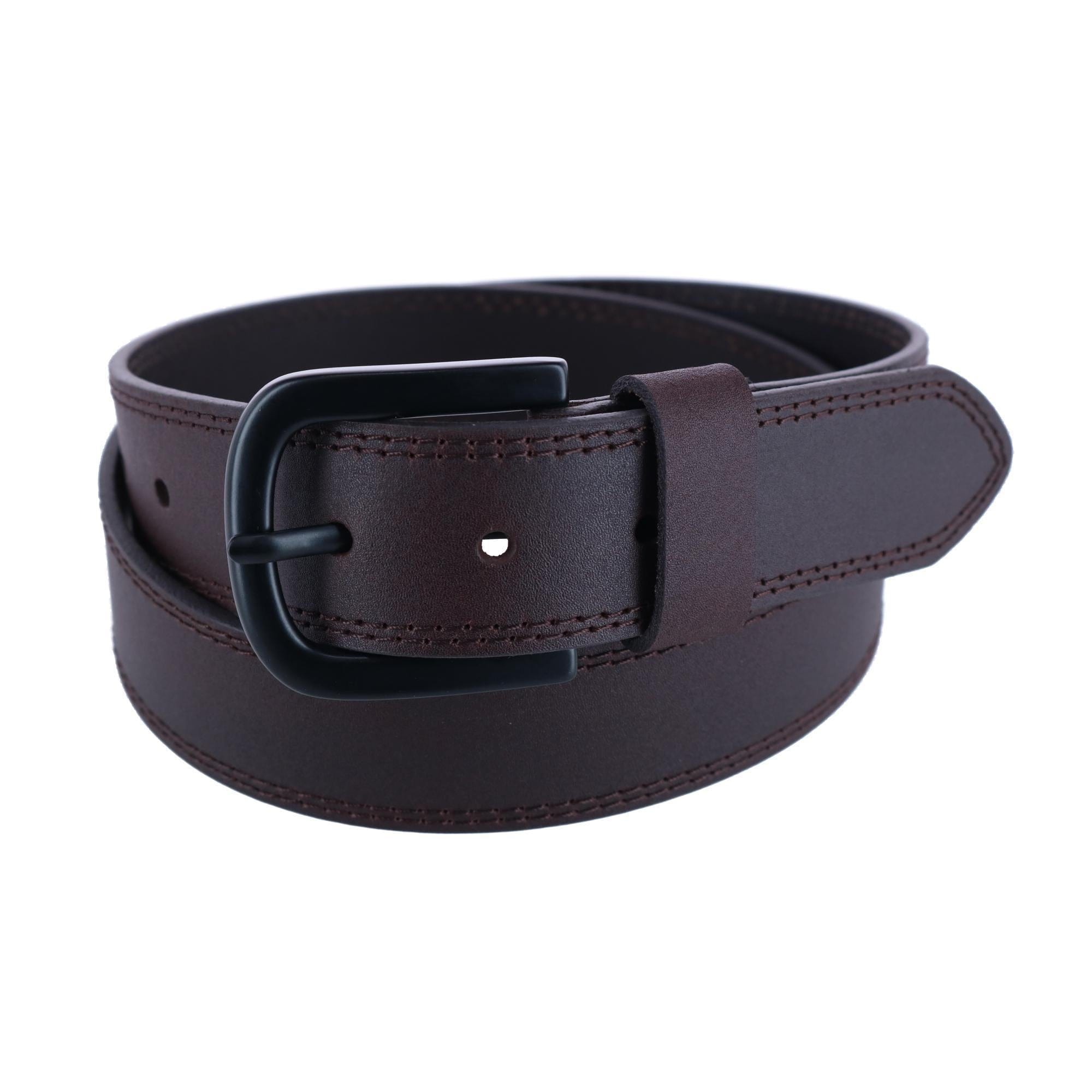 Dickies Men's Big & Tall Double Row Stitch Belt with Matte Buckle - Brown