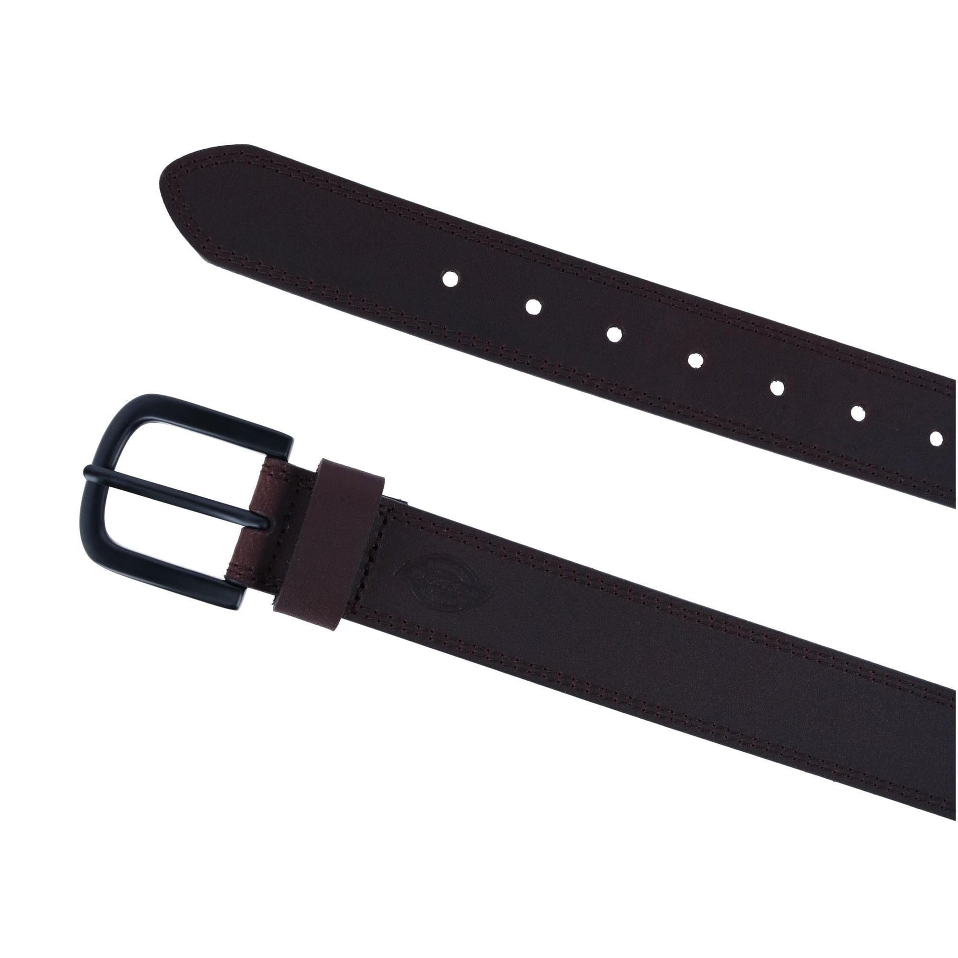 Dickies Men's Big & Tall Double Row Stitch Belt with Matte Buckle - Brown