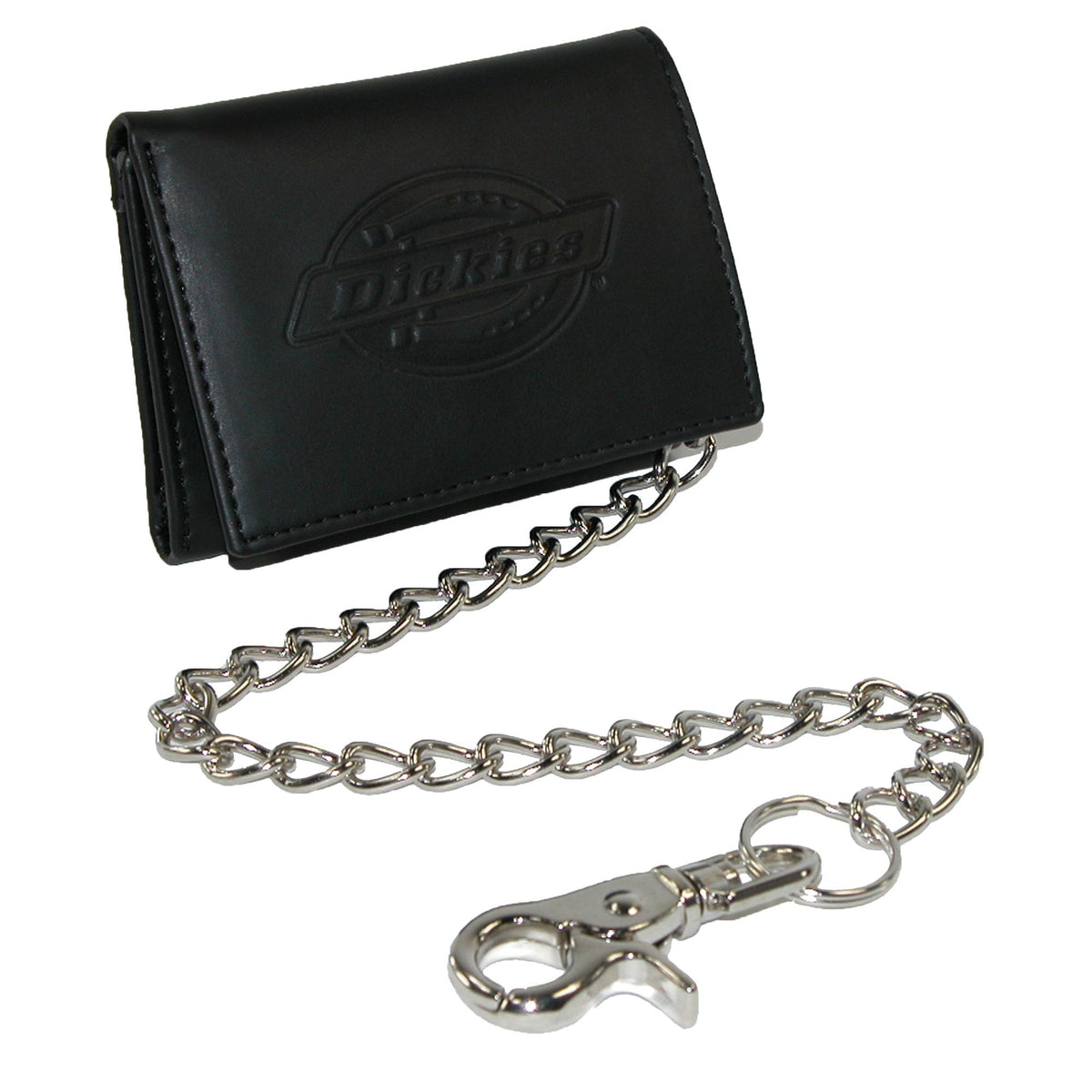 Dickies Men's Leather Trifold Chain Wallet - Black