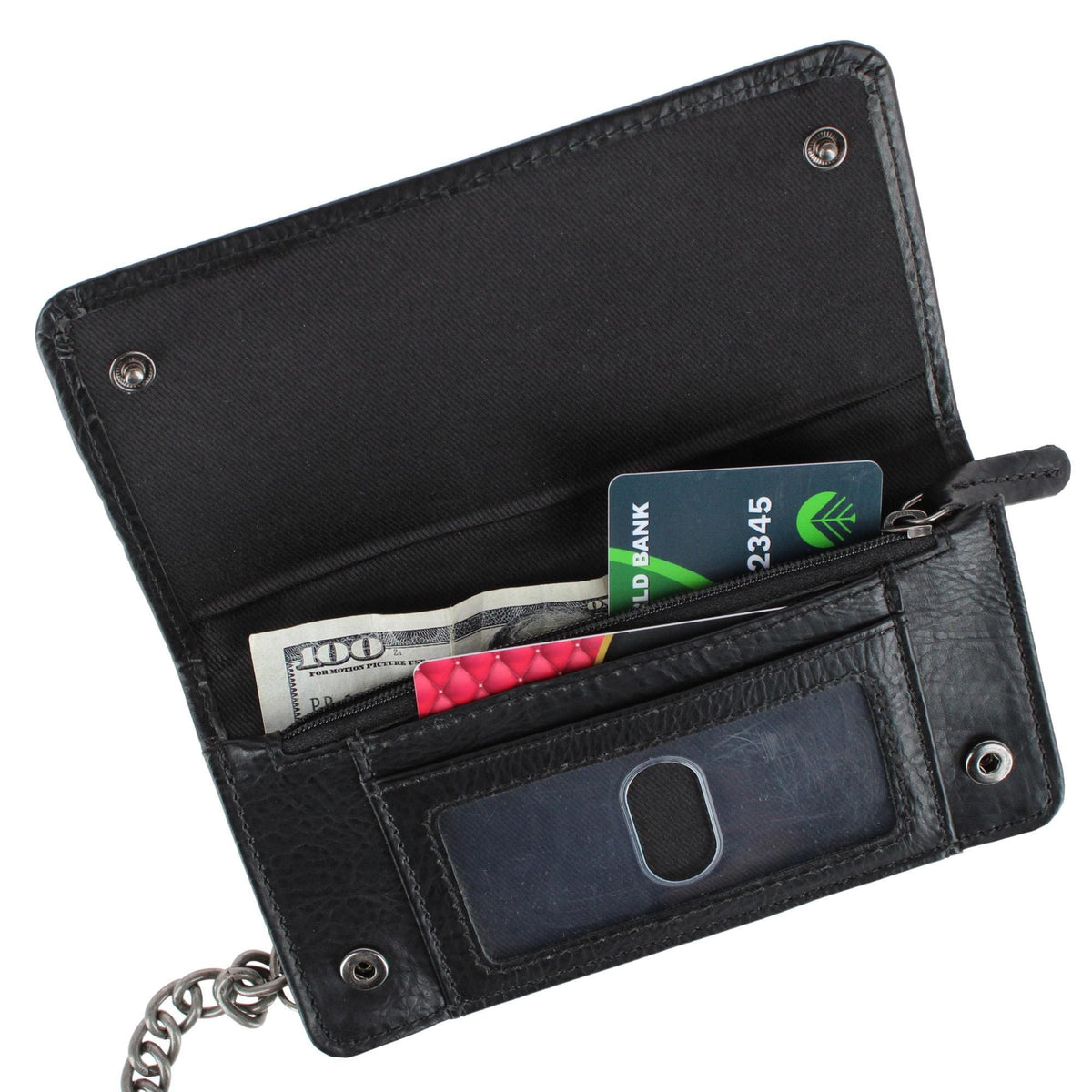 Dickies Men's Leather Trucker Chain Wallet - Black