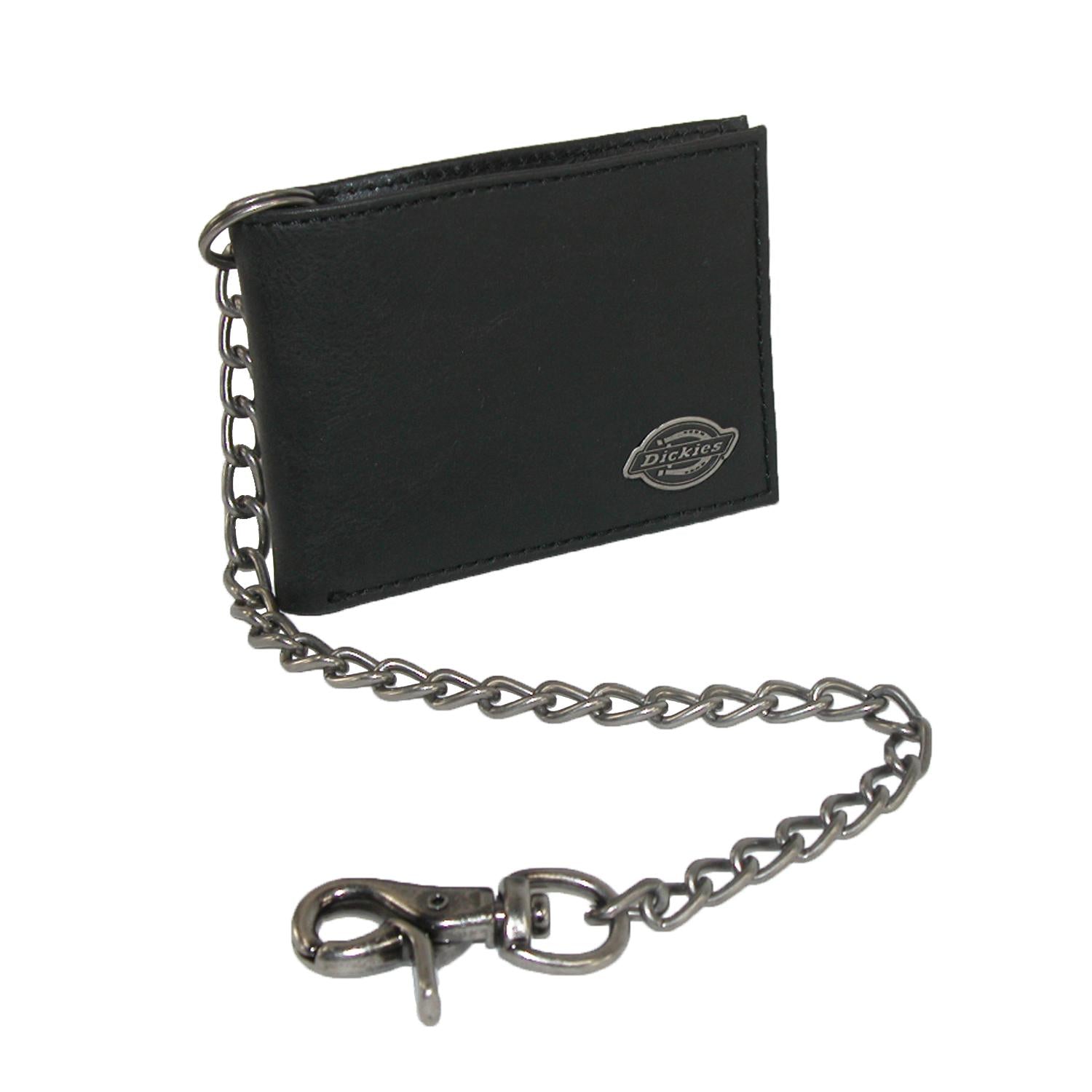 dickies grey backpack leather bottom Men's Leather Trucker Chain Slimfold Wallet by Dickies