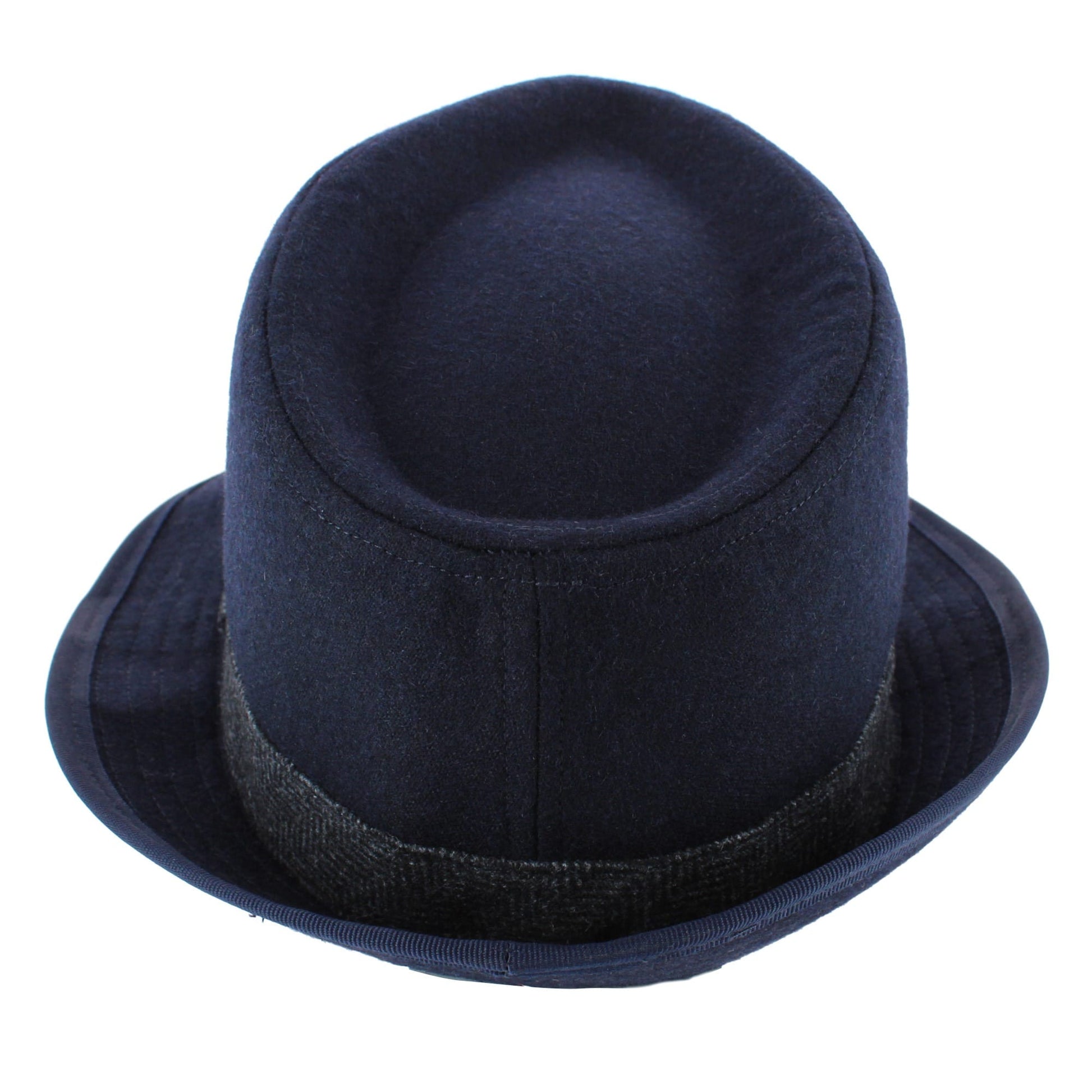 Ascentix Men's Wool Blend All Season Fedora Hat with Herringbone Band - Navy