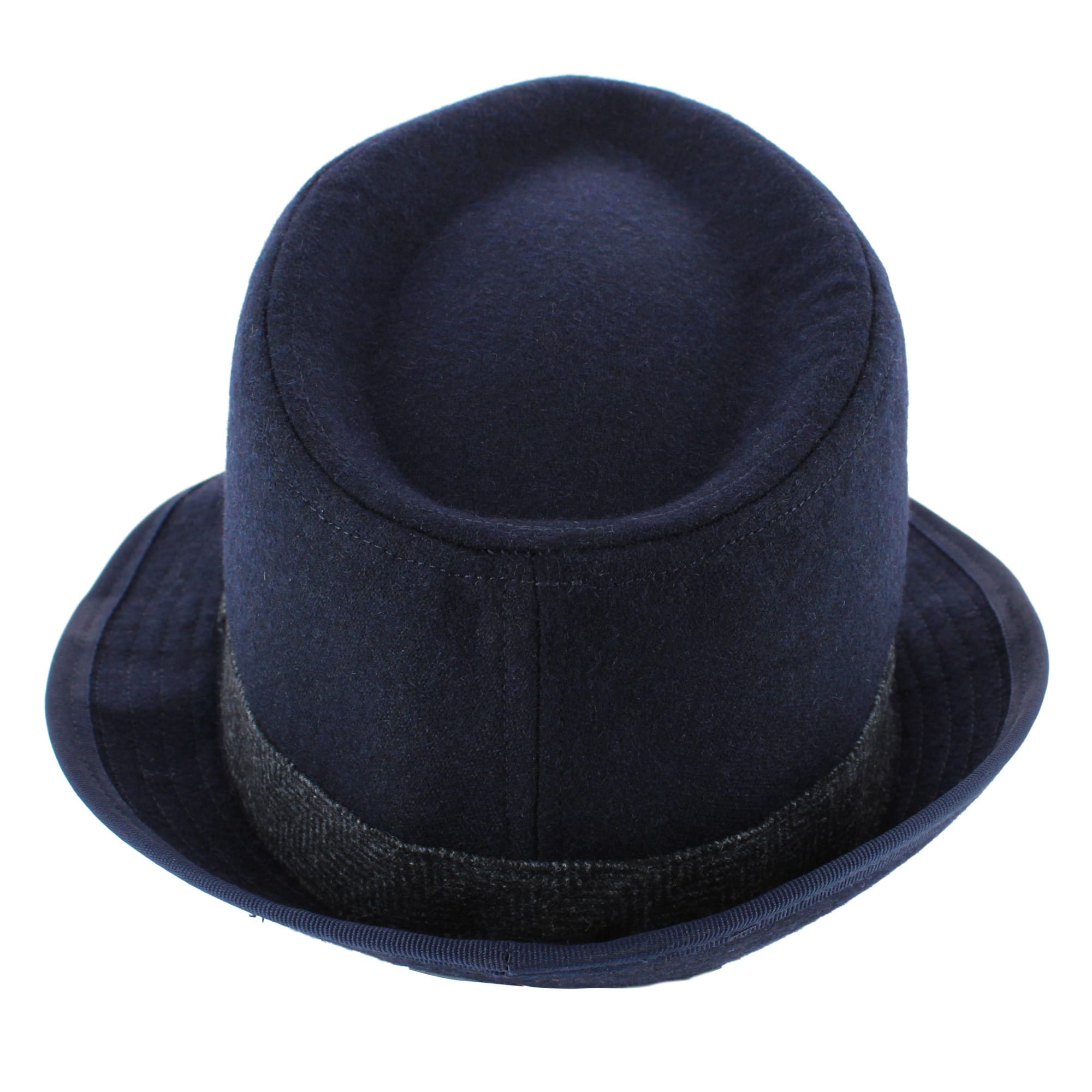 Ascentix Men's Wool Blend All Season Fedora Hat with Herringbone Band - Navy