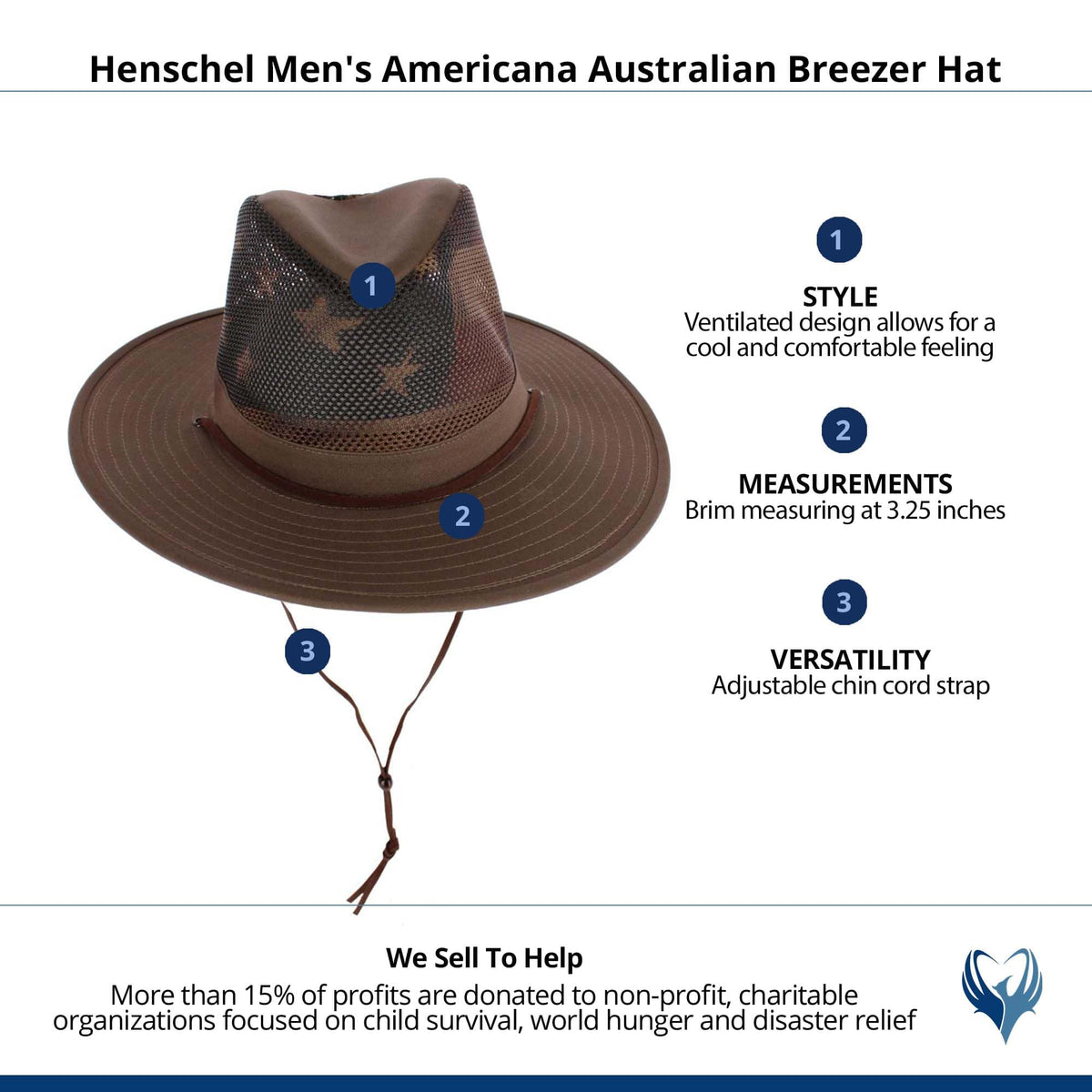 Henschel Hats Men's Americana Australian Breezer Hat - Brown