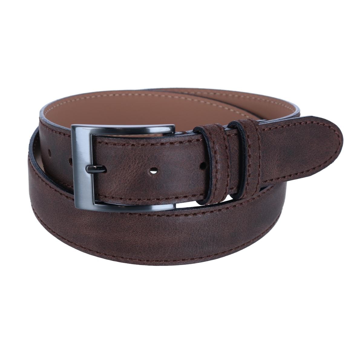 CTM® Men's Textured Italian Leather Belt with Sqaure Buckle