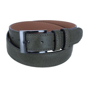 Men's Textured Italian Leather Belt with Sqaure Buckle