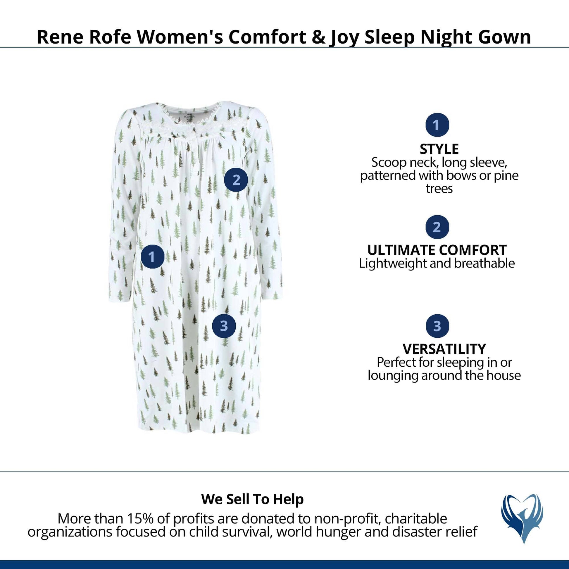 Rene Rofe Women's Comfort & Joy Sleep Night Gown - Pine