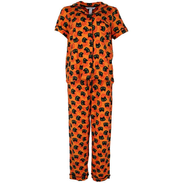 Women's Lounge Around Black Cat Pajama Set