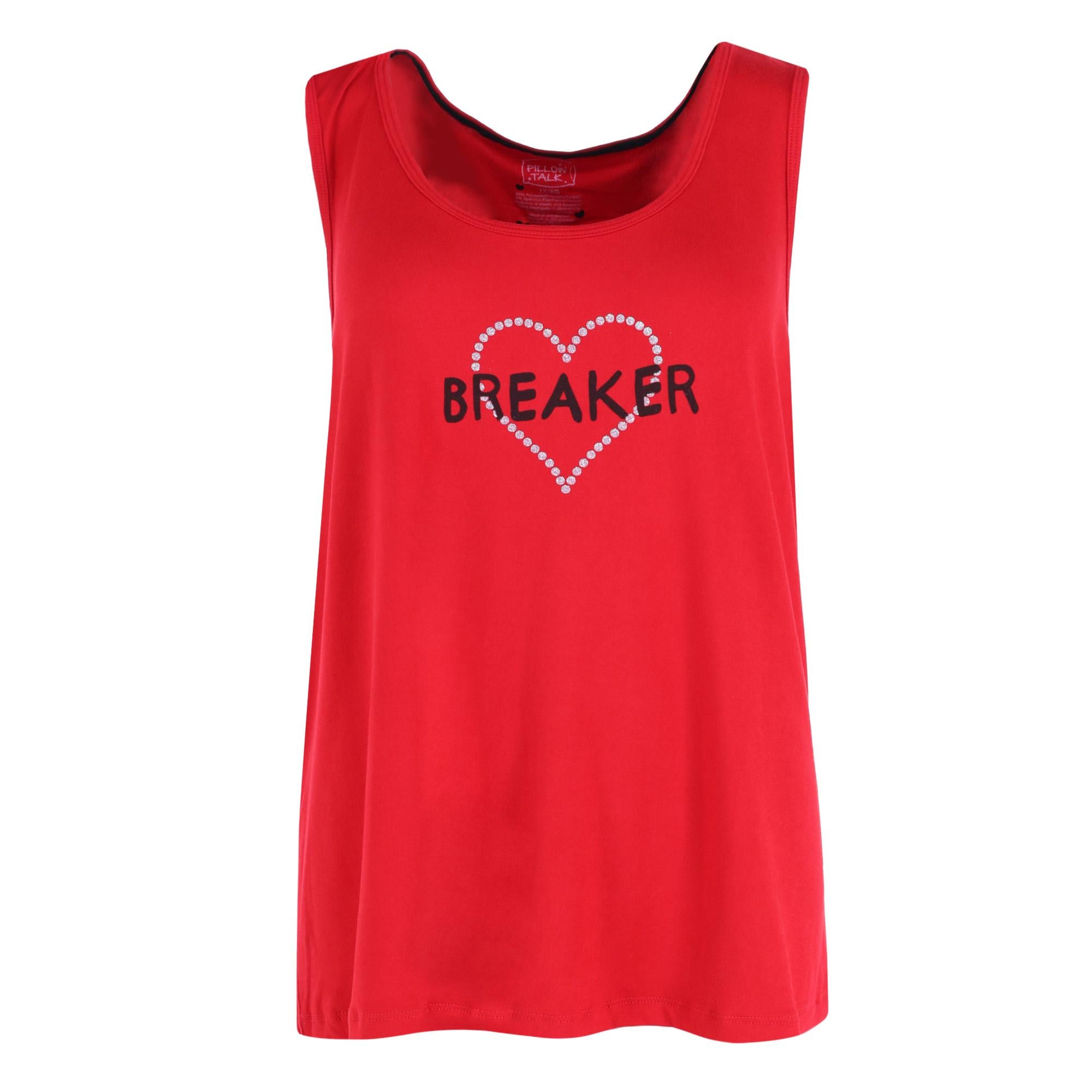 Pillow Talk Women's Plus Size Heart Breaker Tank and Short Set with Eye Mask - Red