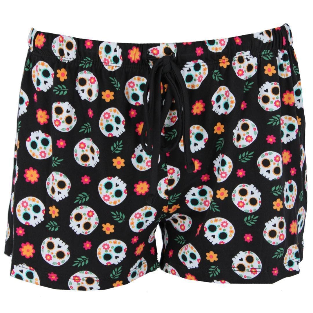 Pillow Talk Women's Day of the Dead Skull Pajama Shorts (2 Pack) - Women's Day of the Dead Skull Pajama Shorts (2 Pack)