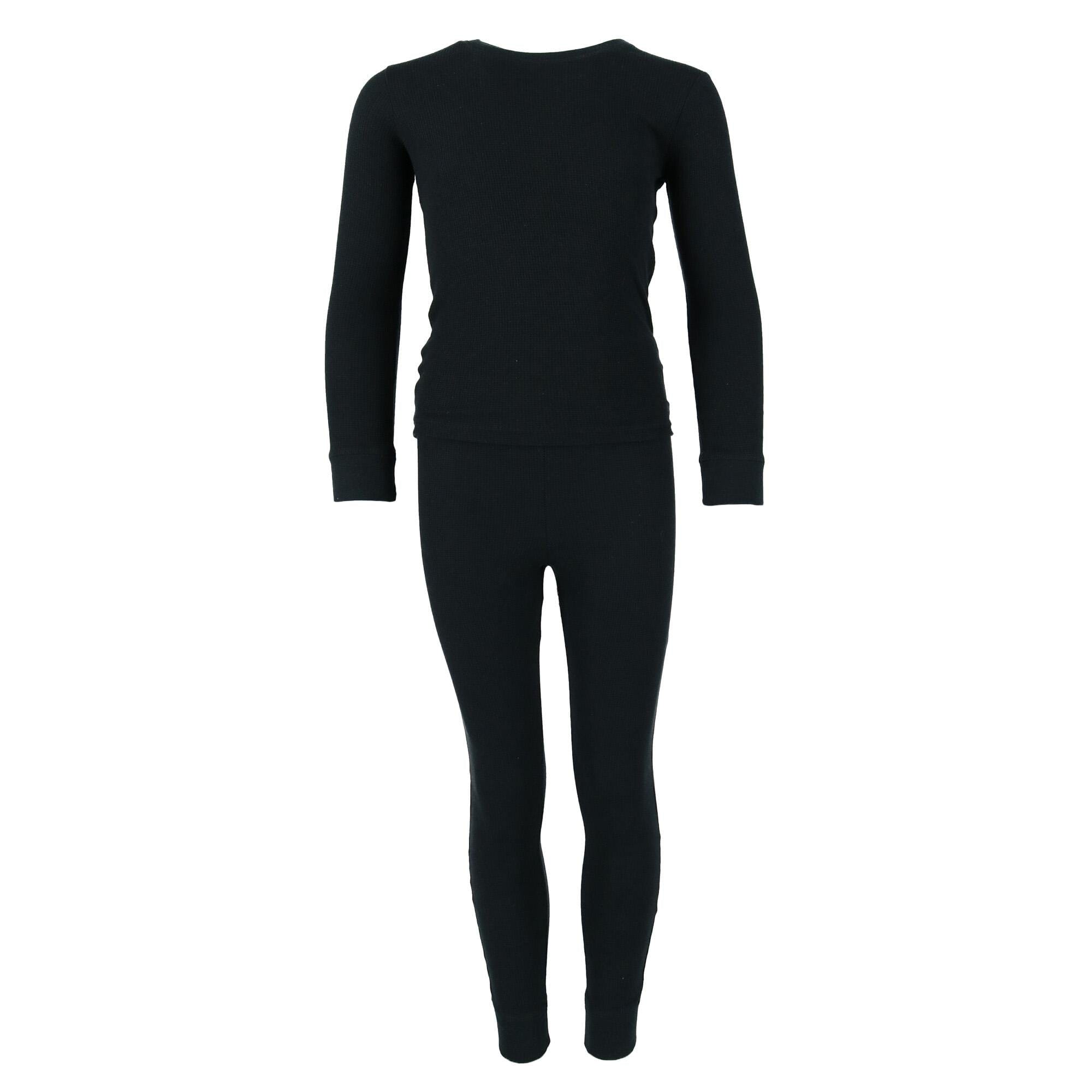 Only Boys Kid's Waffle Thermal Long Underwear 2-Piece Set - Black