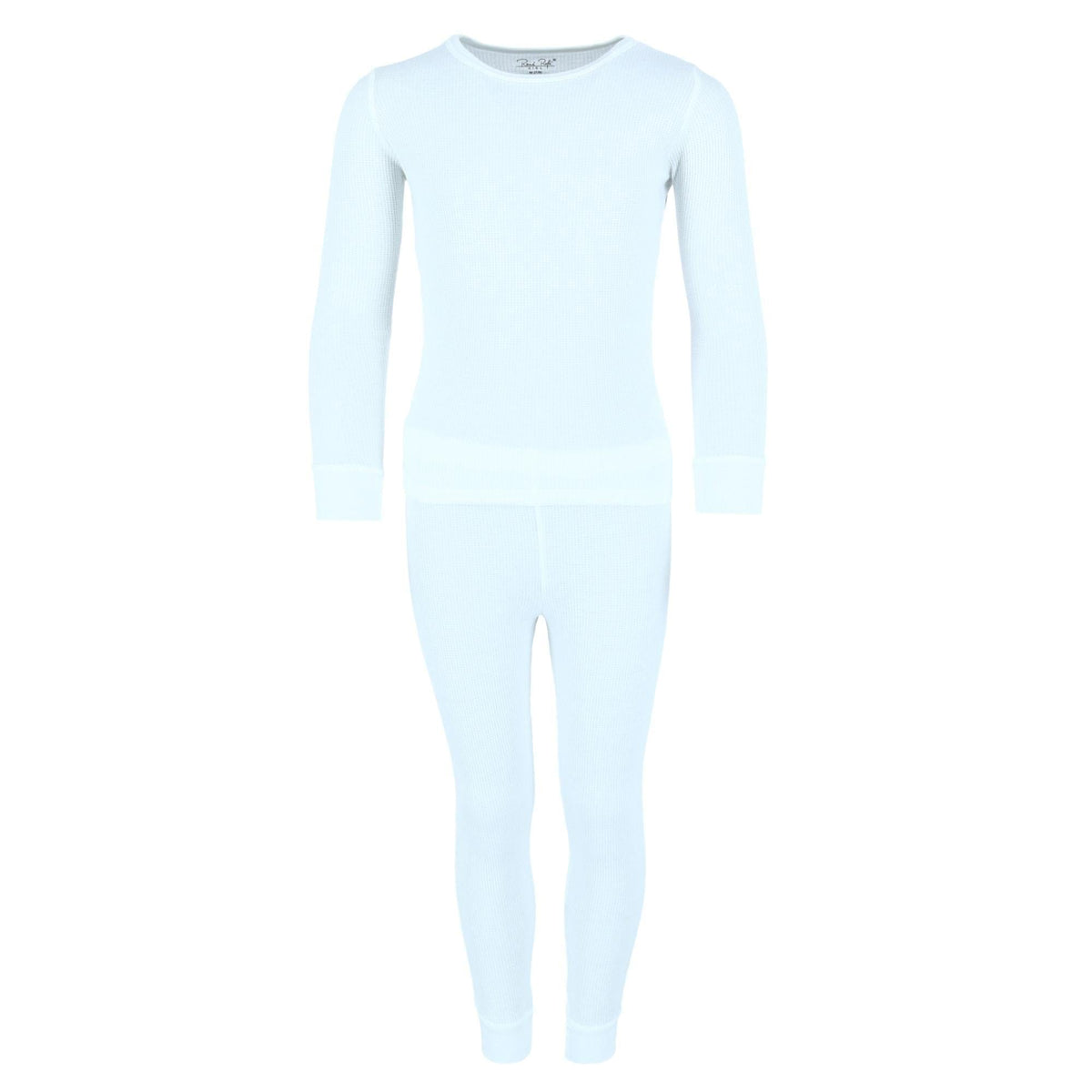 Rene Rofe Girl's Waffle Thermal Long Underwear 2-Piece Set - White