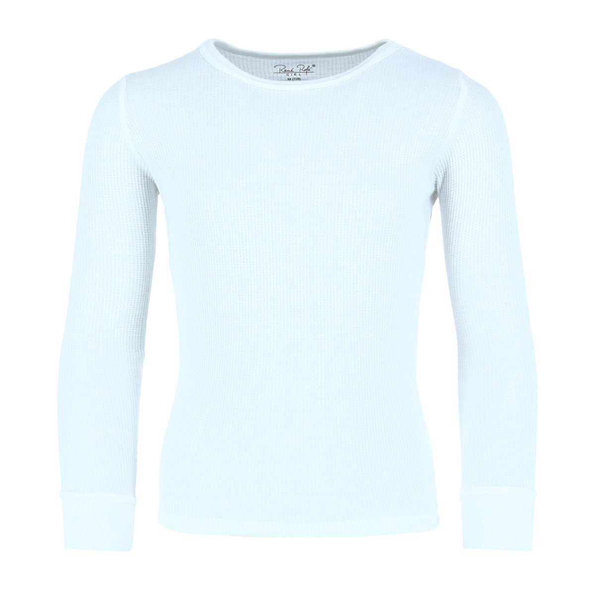 Rene Rofe Girl's Waffle Thermal Long Underwear 2-Piece Set - White