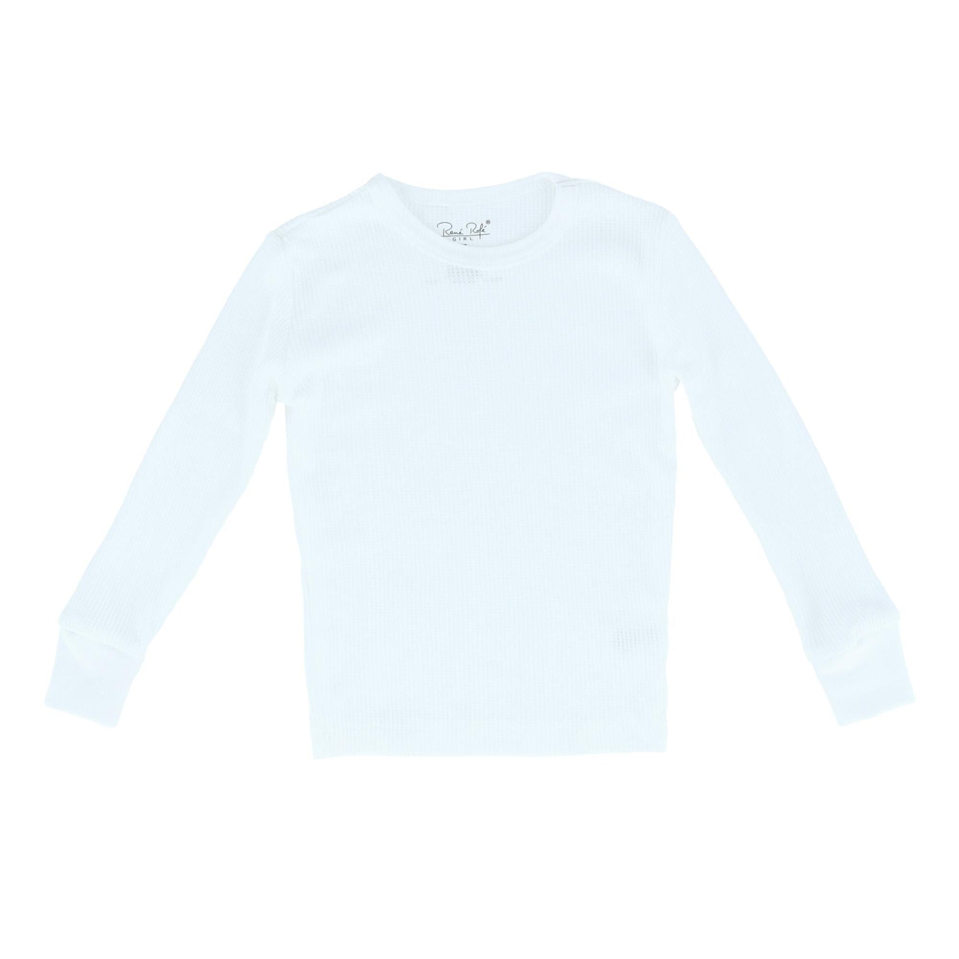 Rene Rofe Toddler Girl's Waffle Thermal Long Underwear 2-Piece Set - White