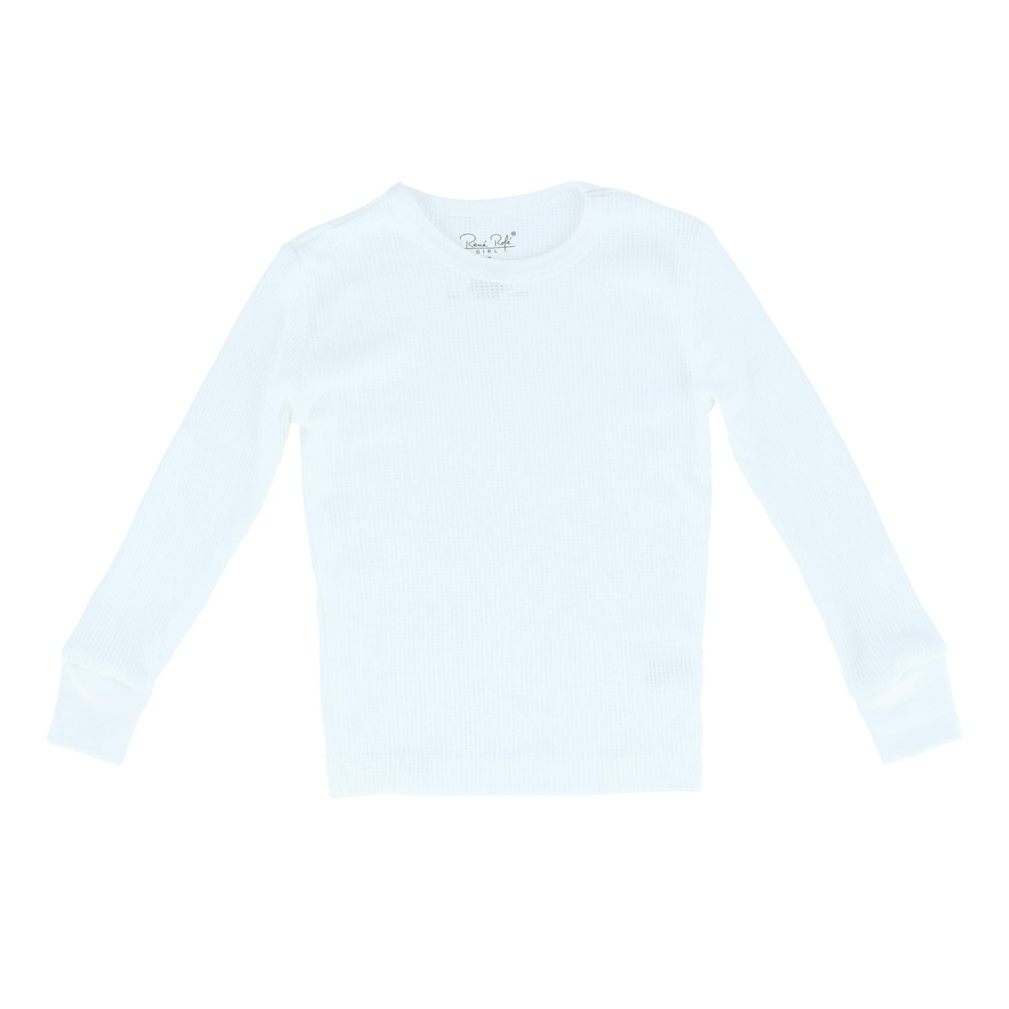 Rene Rofe Toddler Girl's Waffle Thermal Long Underwear 2-Piece Set - White