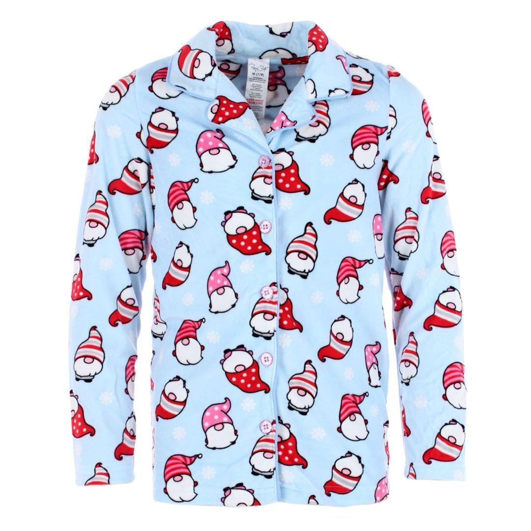 Rene Rofe Girl's Winter Gnome Velour Pajama Set - Light blue