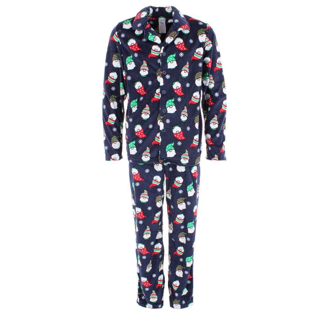 Only Boys Boy's Holiday Gnome Velour Pajama Set - Navy
