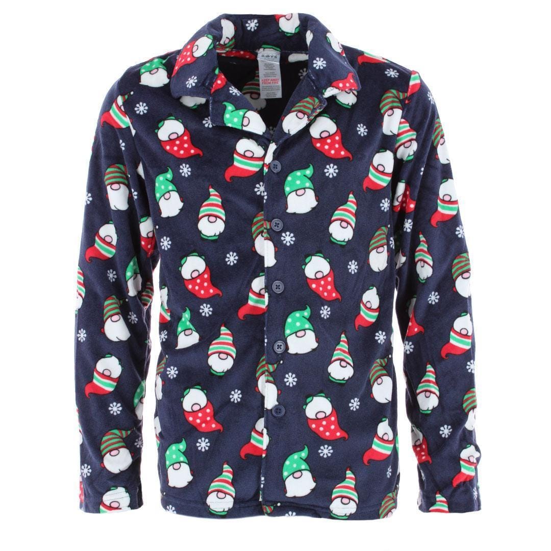 Only Boys Boy's Holiday Gnome Velour Pajama Set - Navy