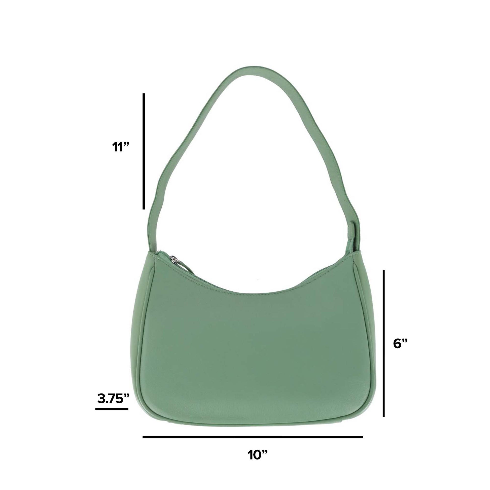 CTM® Women's Leather Hobo Shoulder Bag - Sage