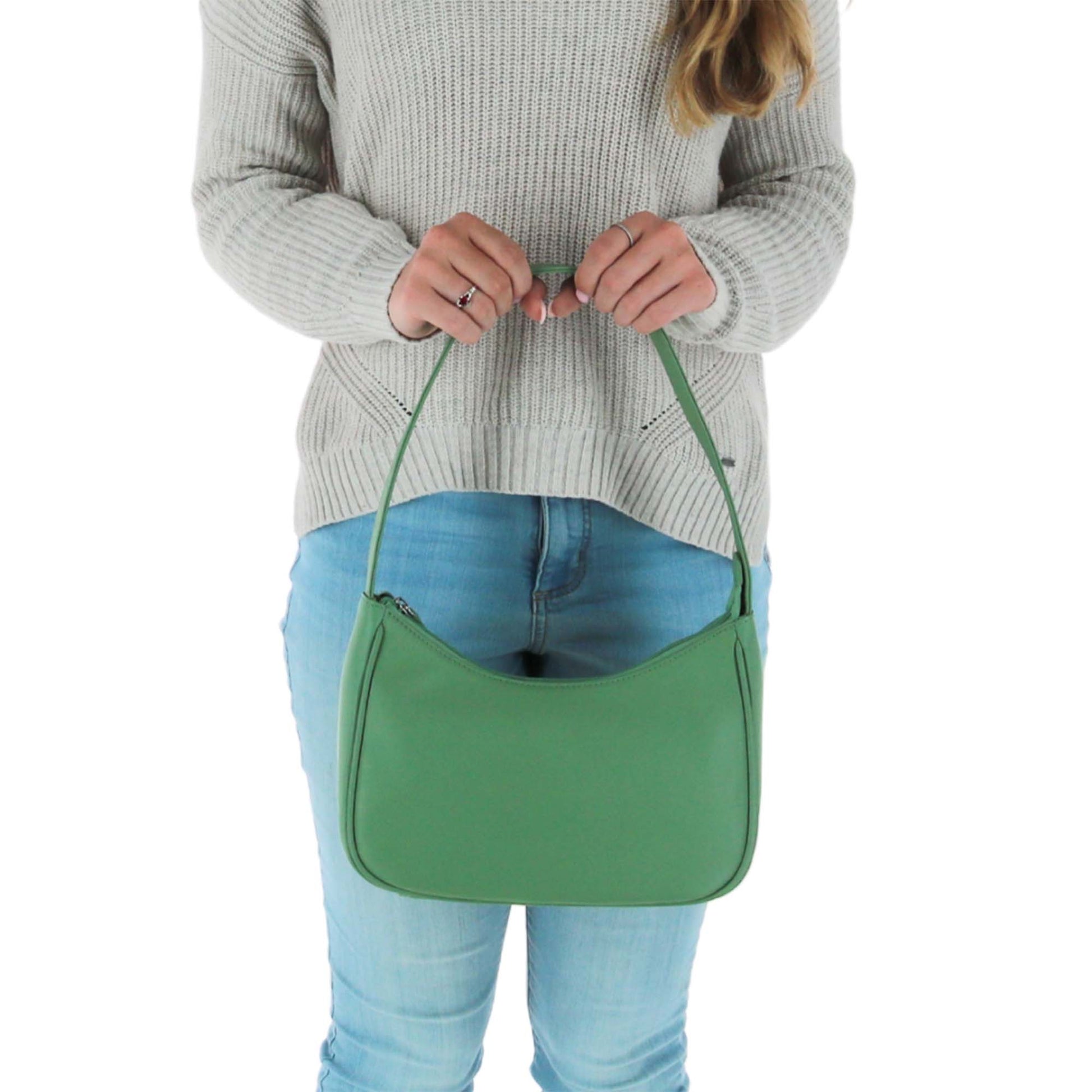 CTM® Women's Leather Hobo Shoulder Bag - Sage