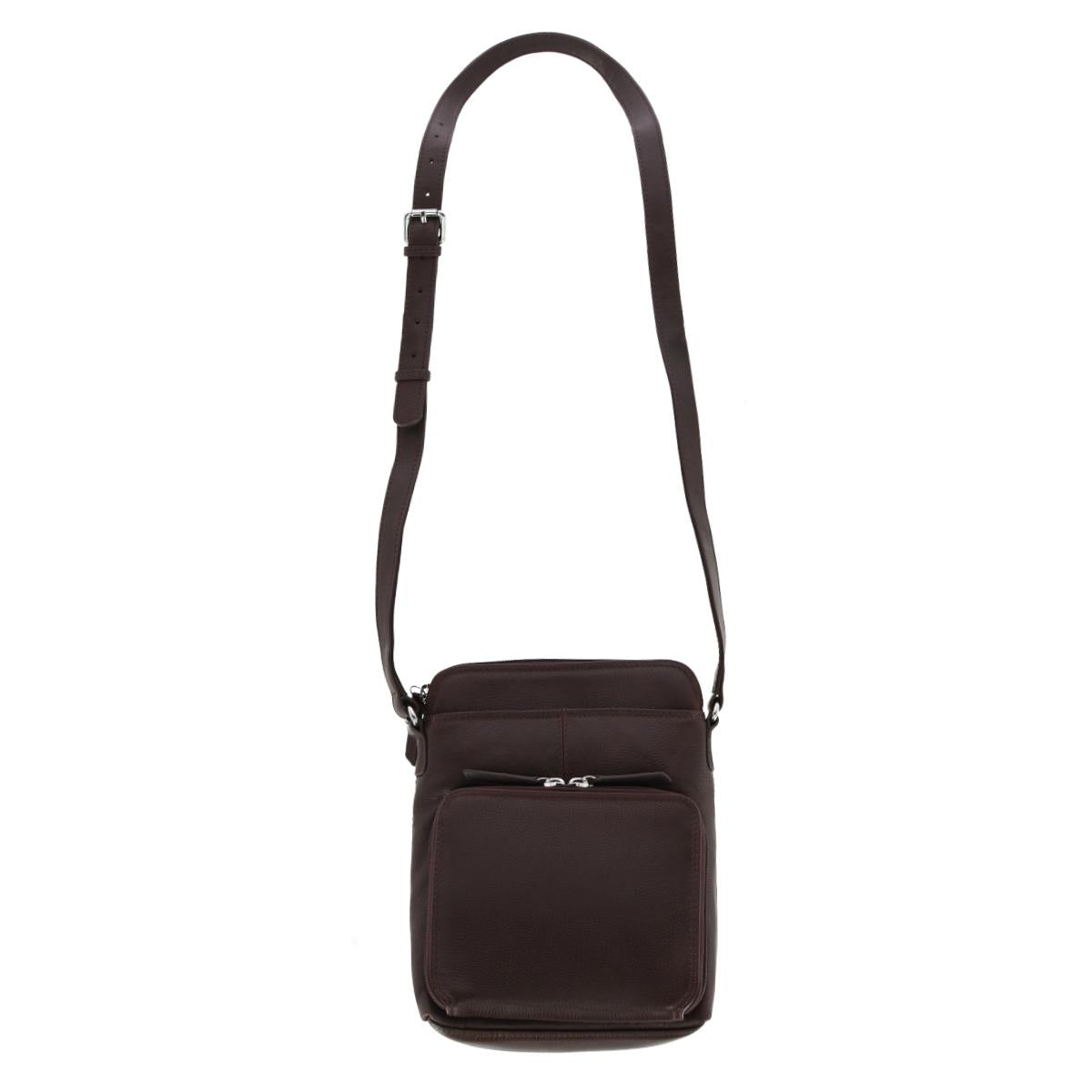 CTM® Women's Leather Small Crossbody Organizer - Mocha