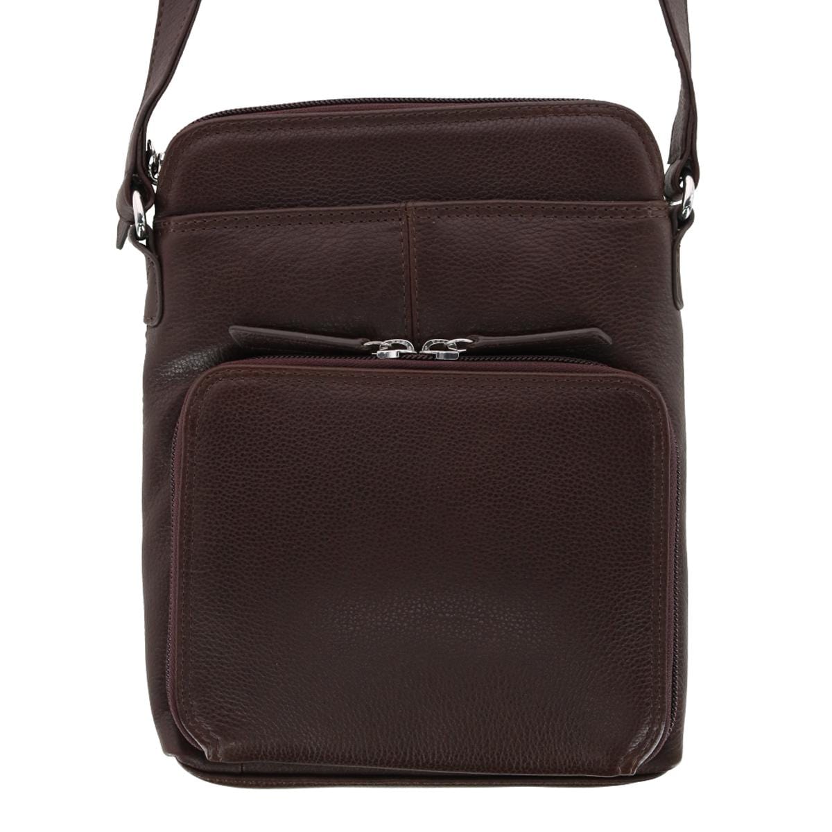 CTM® Women's Leather Small Crossbody Organizer - Mocha