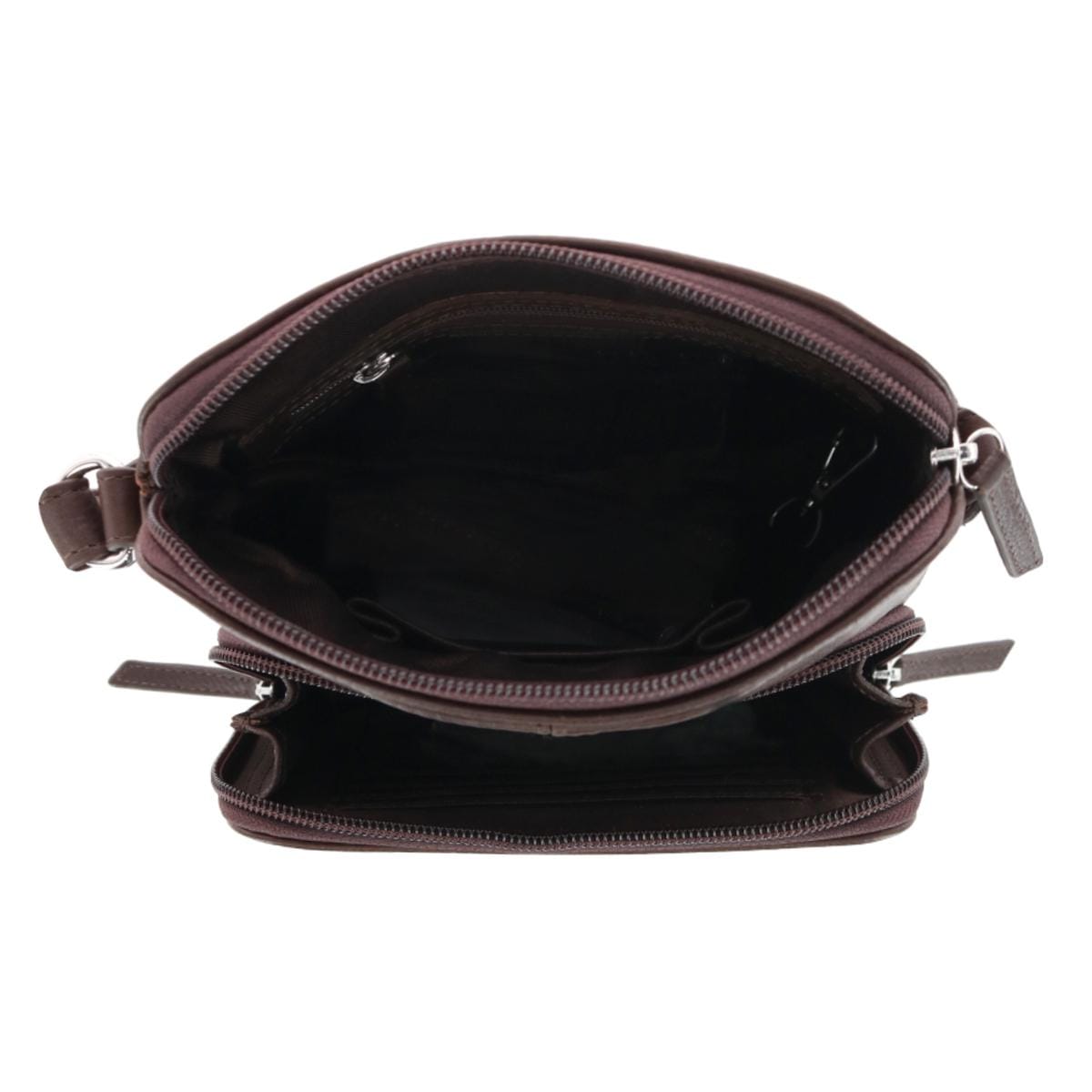 CTM® Women's Leather Small Crossbody Organizer - Mocha