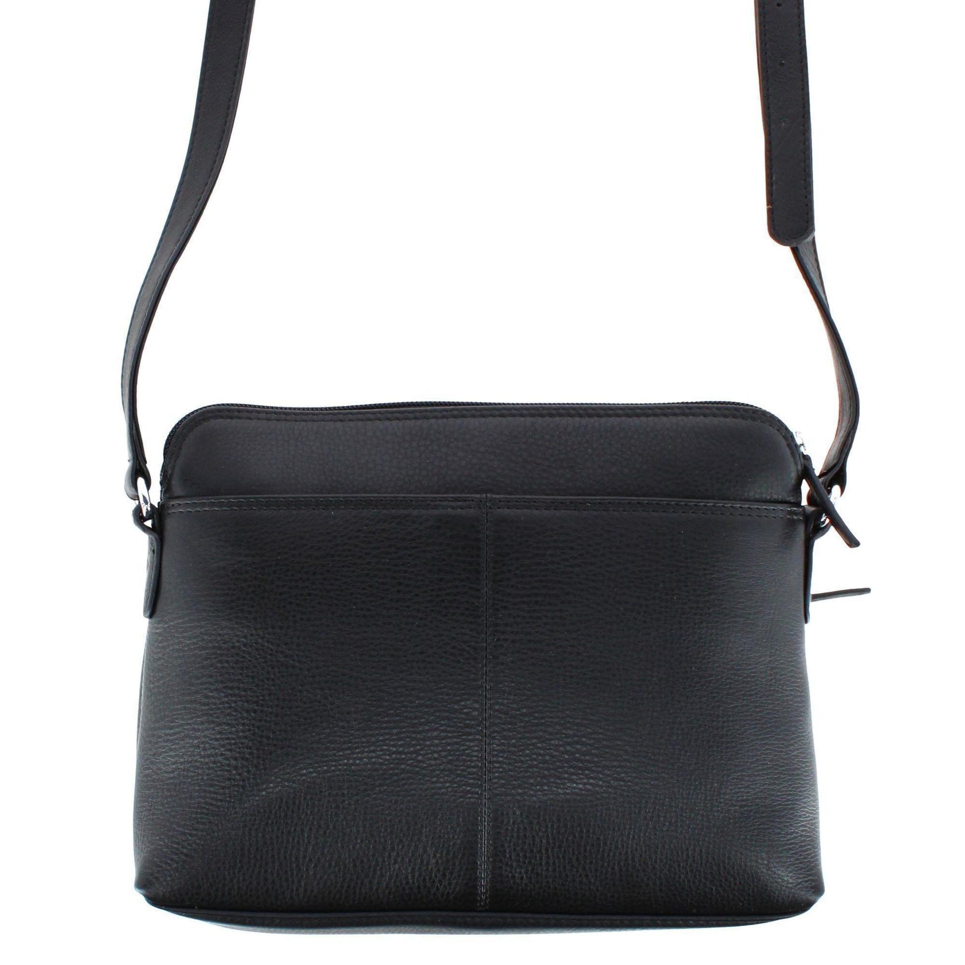 CTM® Women's Leather Shoulder Bag Purse with Side Organizer - Black