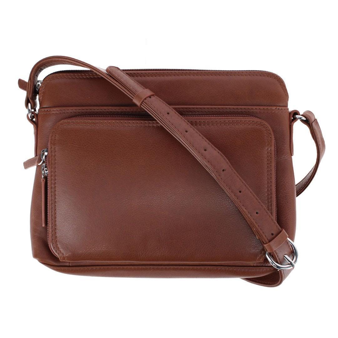 CTM® Women's Leather Shoulder Bag Purse with Side Organizer
