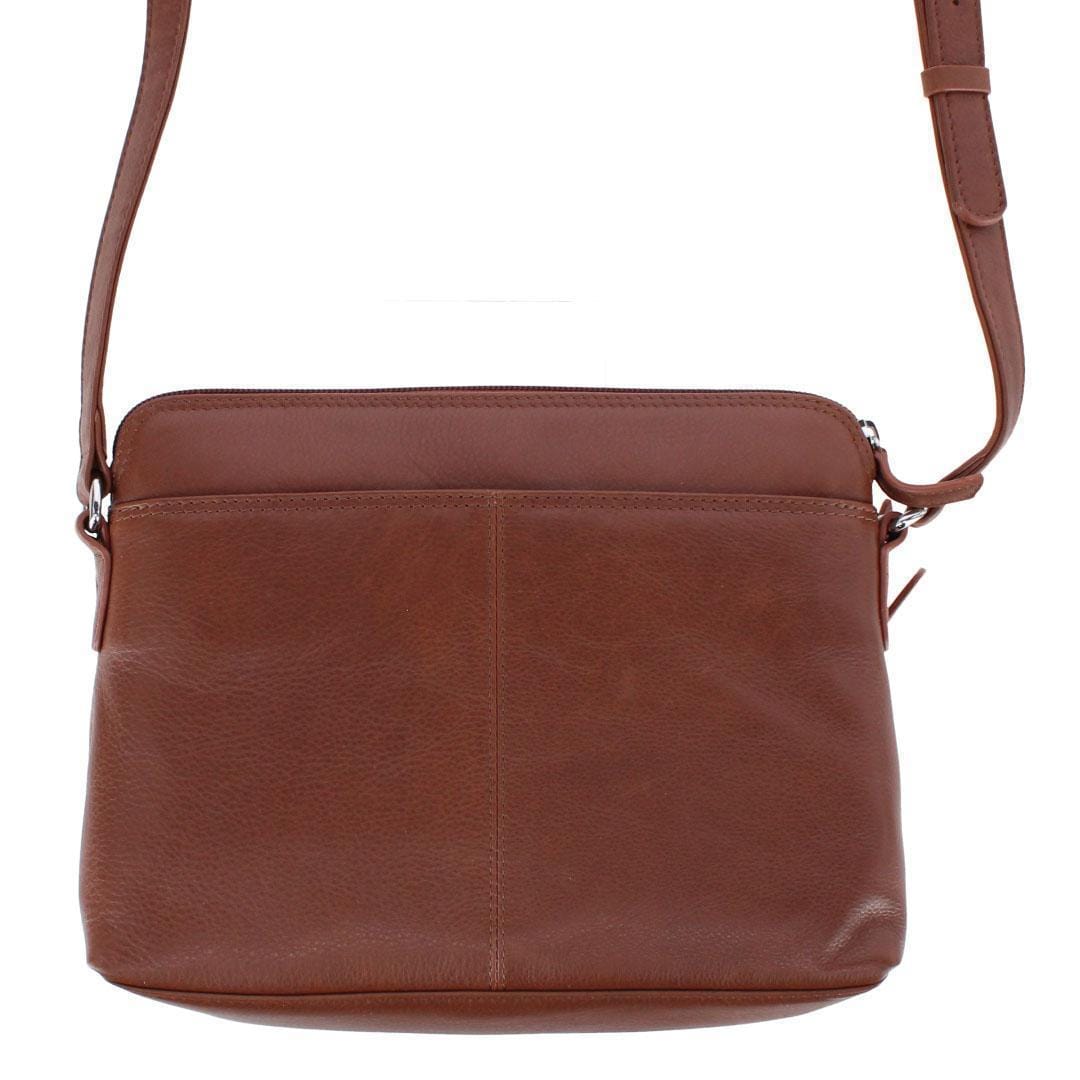 CTM® Women's Leather Shoulder Bag Purse with Side Organizer - Toffee