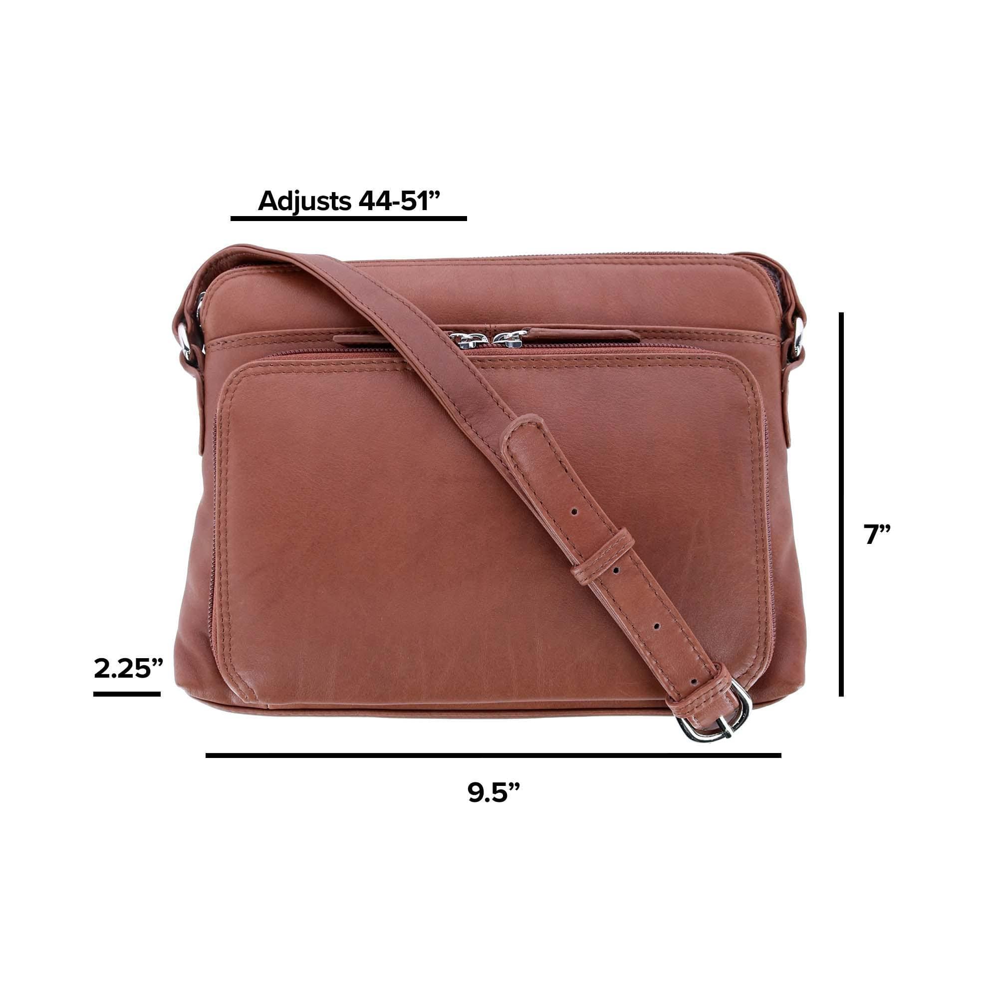 CTM® Women's Leather Shoulder Bag Purse with Side Organizer - Toffee