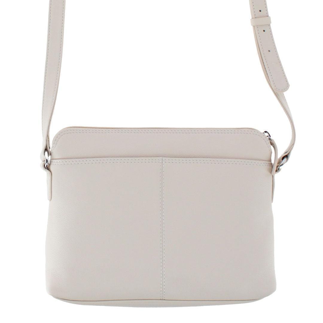 CTM® Women's Leather Shoulder Bag Purse with Side Organizer - Bone