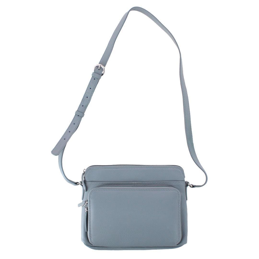 CTM® Women's Leather Shoulder Bag Purse with Side Organizer - Cool Grey