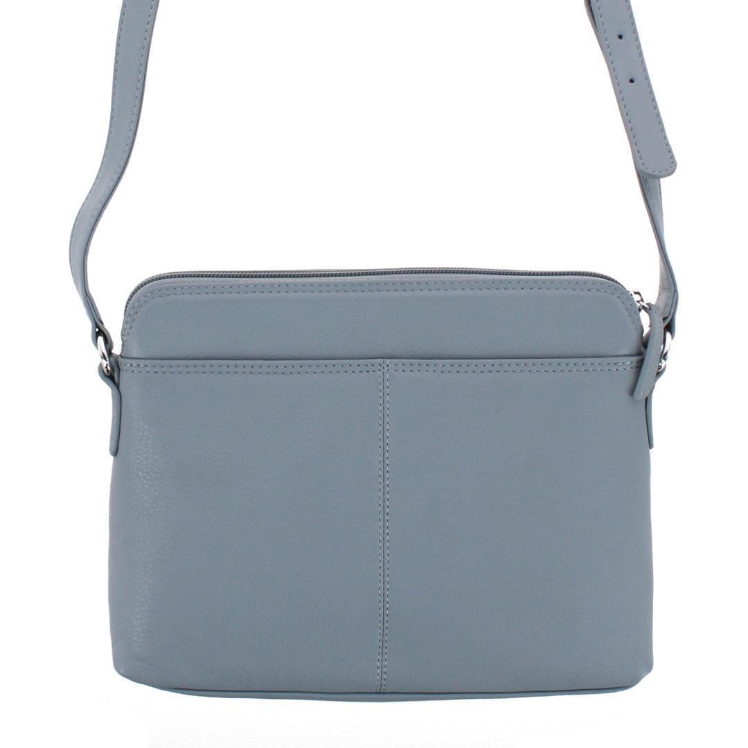 CTM® Women's Leather Shoulder Bag Purse with Side Organizer - Cool Grey