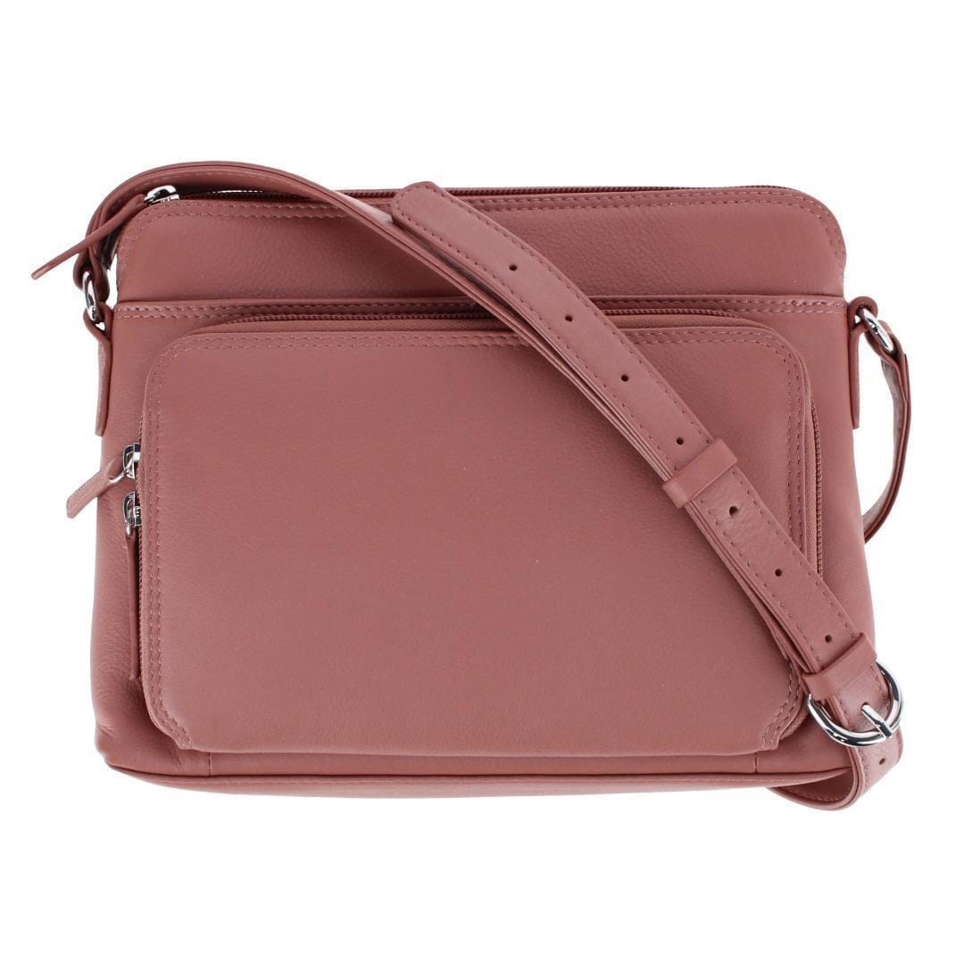 CTM® Women's Leather Shoulder Bag Purse with Side Organizer