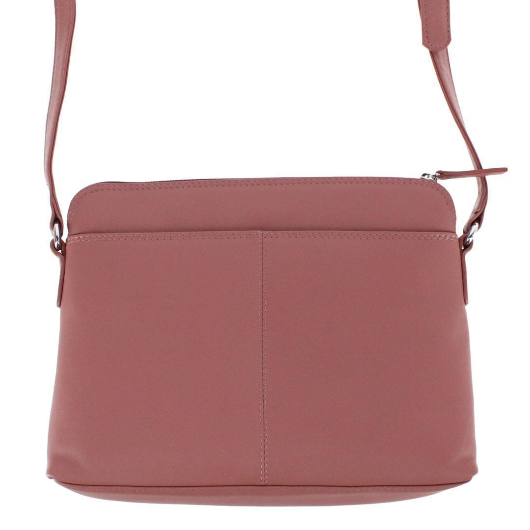 CTM® Women's Leather Shoulder Bag Purse with Side Organizer - Mauve