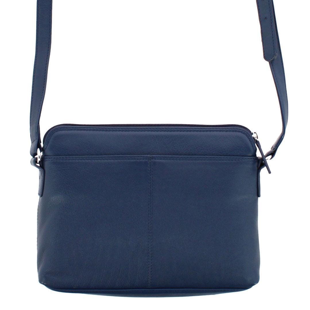 CTM® Women's Leather Shoulder Bag Purse with Side Organizer - Classic Navy