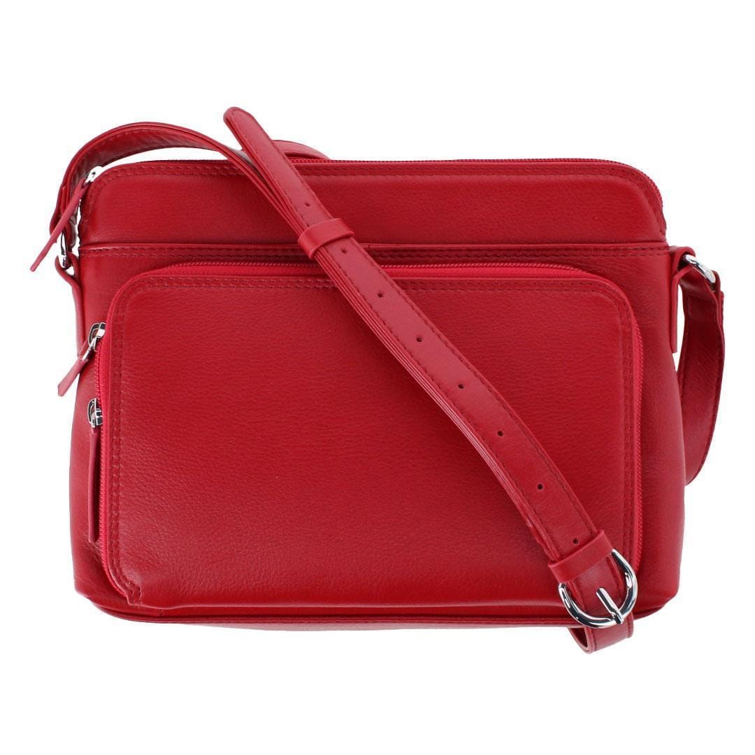CTM® Women's Leather Shoulder Bag Purse with Side Organizer